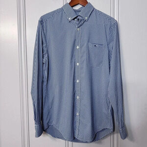 VINEYARD VINES NEW Performance Grand Cay Blue‎ Gingham Classic Tucker Shirt S